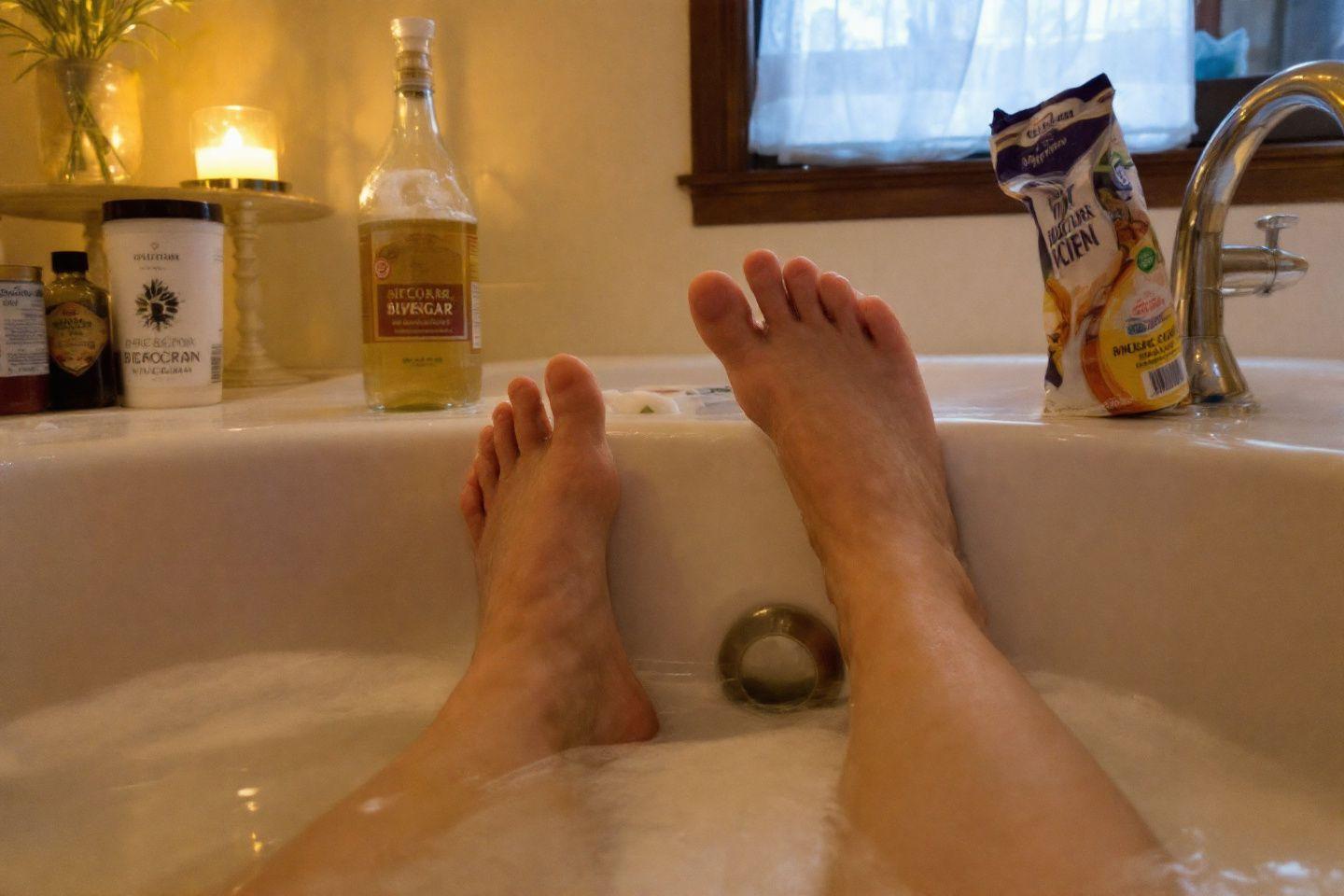 Bain de pied détox au bicarbonate et vinaigre blanc : remède naturel pour pieds fatigués