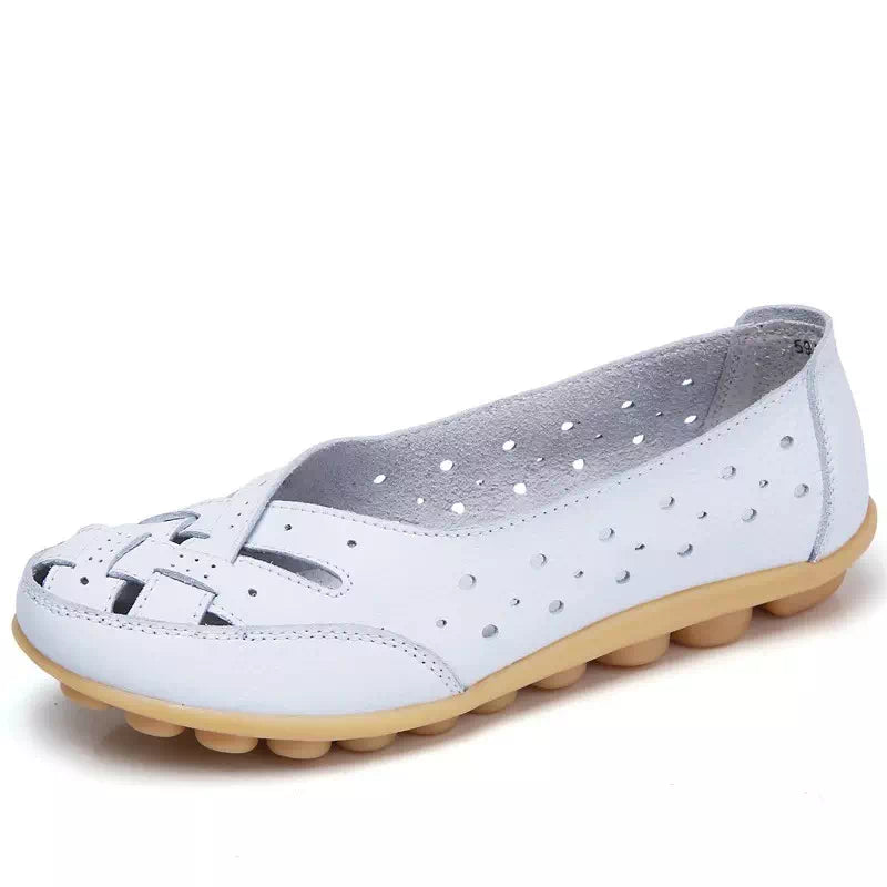 Mocassin anti-derapant plat Podoways 36 Blanc