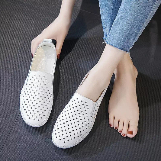 Mocassin blanc pour femme  Podoways