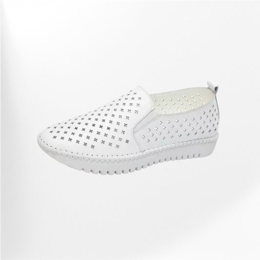 Mocassin blanc pour femme Podoways