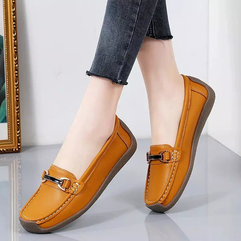 Mocassin en cuir tres souple pour femme Podoways 36 Orange