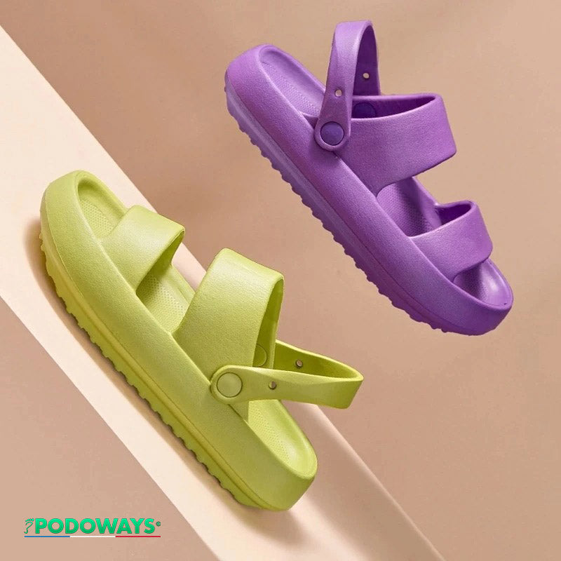 Sandales orthopédiques pour les pieds plats, coloris vert et violet