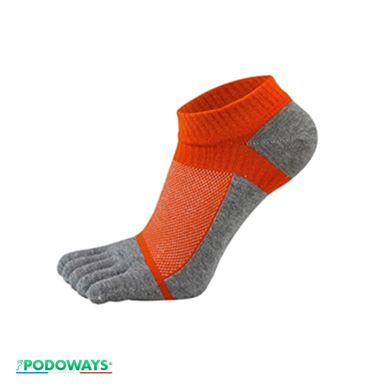 Chaussettes orthopédiques oranges - Vue de côté, démontrant le tissu extensible et la coupe ergonomique pour un ajustement parfait du pied