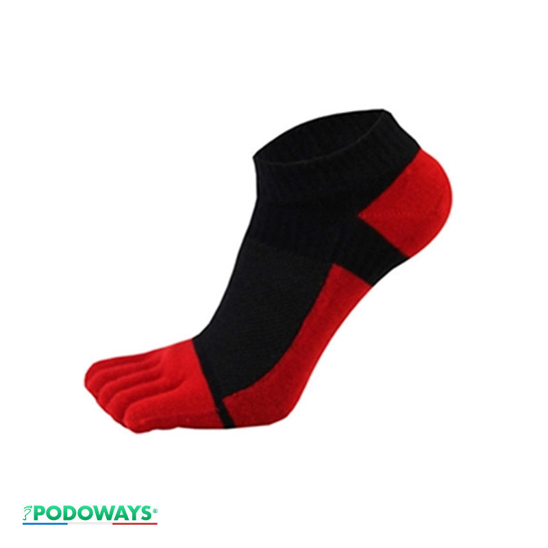 Chaussettes orthopédiques rouges - Vue de côté, démontrant le tissu extensible et la coupe ergonomique pour un ajustement parfait du pied