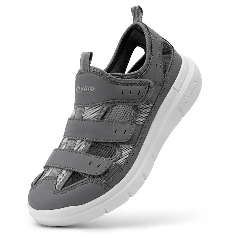 Claquettes pour homme à scratch pour pieds larges Podoways 38 Silver
