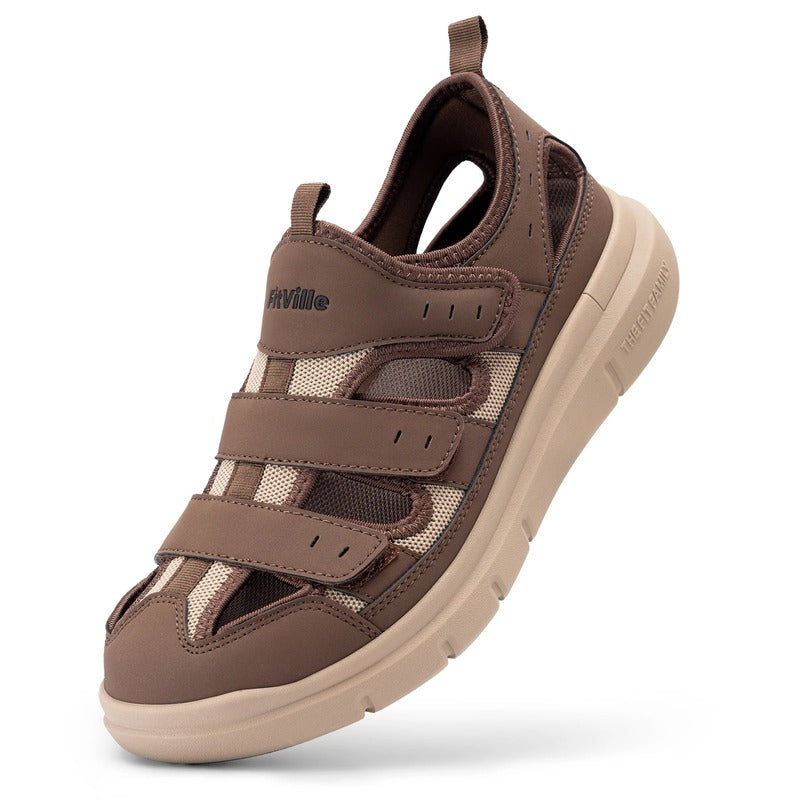 Claquettes pour homme à scratch pour pieds larges Podoways 38 Sienna