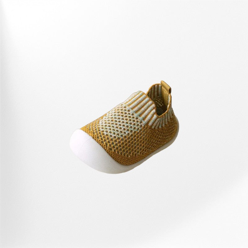 chaussures légères d'été bébé - Jaune maille côtelé Podoways