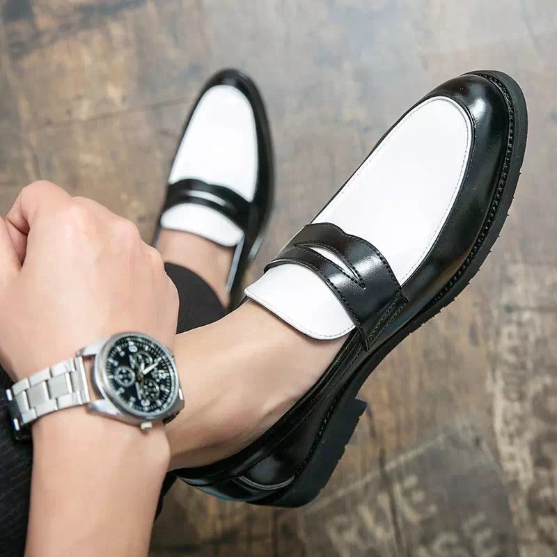 Mocassin noir et blanc pour femme Podoways
