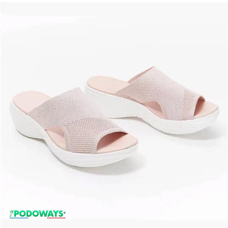 Sandales orthopédique femme confort, coloris rose sur fond blanc