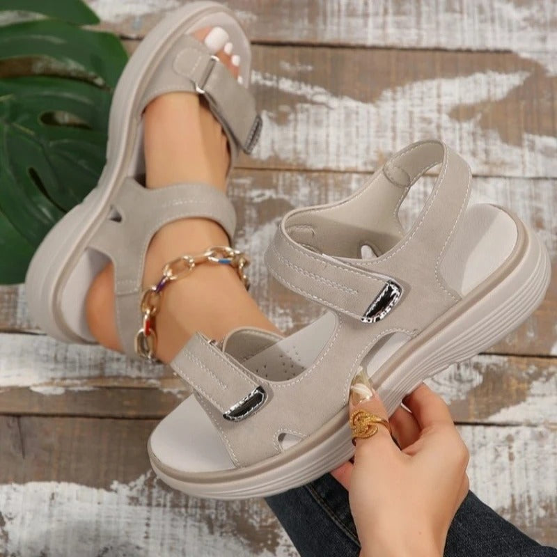 Sandales à scratch pour femmes avec une grande largeur Podoways 36 Silver