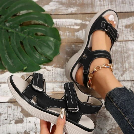 Sandales à scratch pour femmes avec une grande largeur Podoways 36 Black