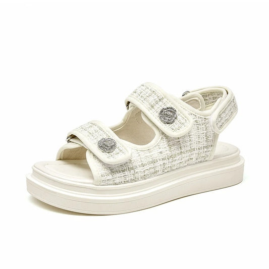 Sandales plates beige pour femme Podoways 36 Blanc