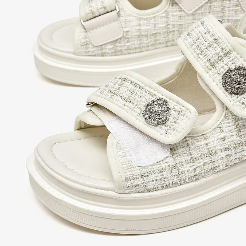 Sandales plates beige pour femme Podoways