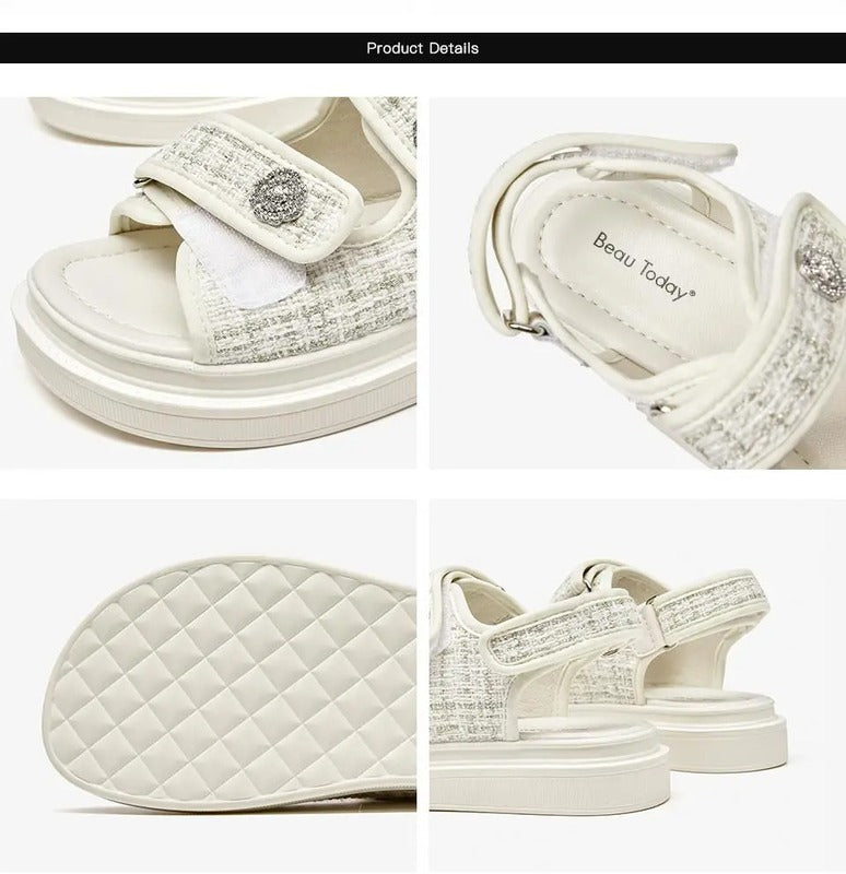 Sandales plates beige pour femme Podoways