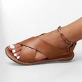 Charger l'image dans la visionneuse de la galerie, Sandales en cuir confort pour femme été Podoways 36 Chocolate