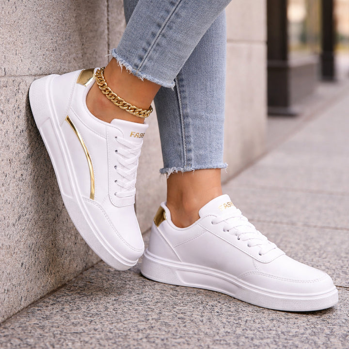 Basket blanche chic pour femmes Podoways