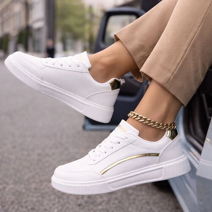 Basket blanche chic pour femmes Podoways