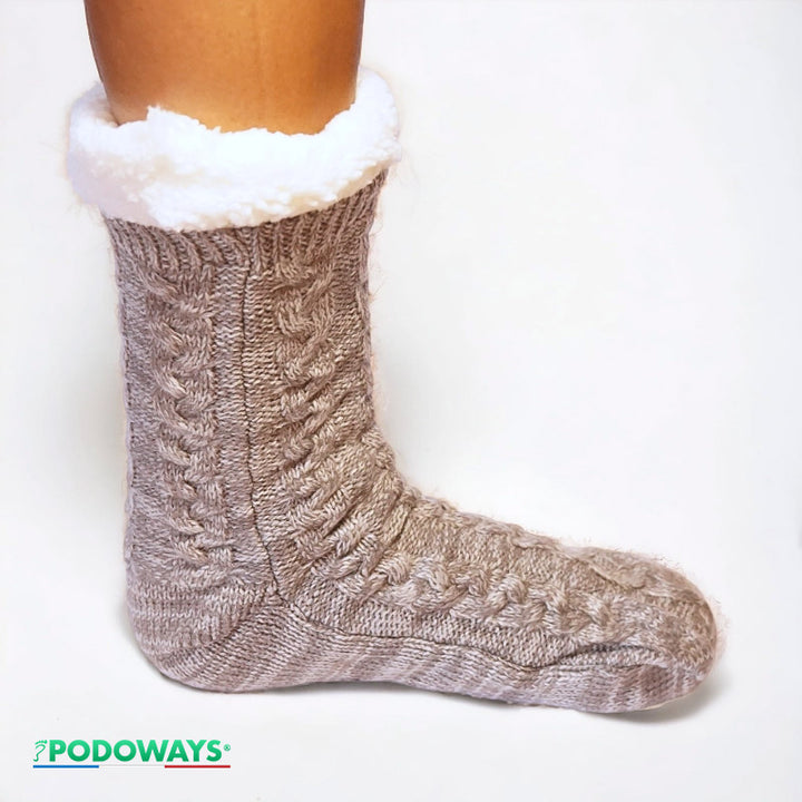 Chaussons chaussettes fourrées antidérapantes chaudes PODOWAYS