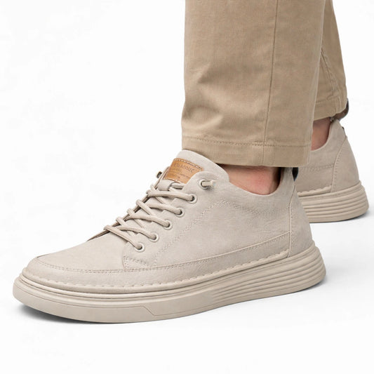 Chaussures-orthopediques-Homme-anti-douleur-en-Cuir-Fendu-blanche