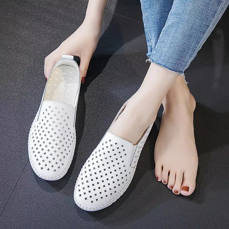 Mocassin blanc pour femme  Podoways   