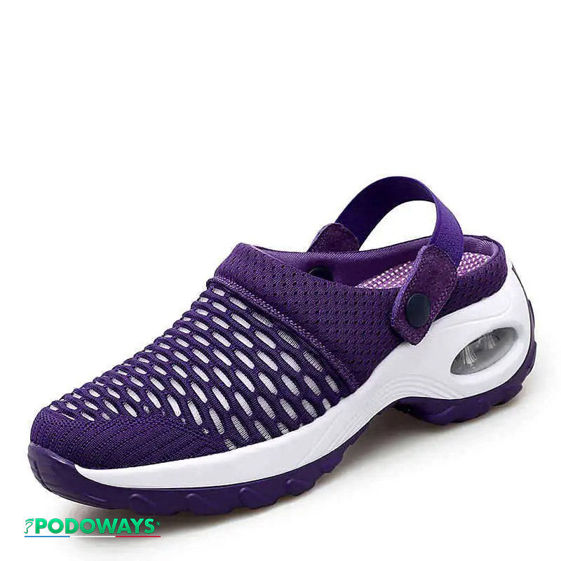 Sandale Orthopédique de longue marche, coloris violet sur fond blanc