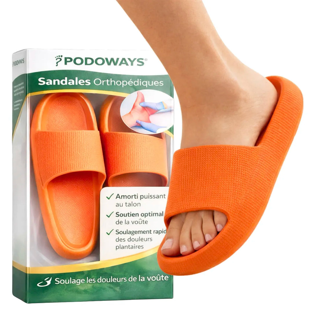 Sandales Orthopédiques contre les Douleurs Plantaires Semelles Orthopédiques PODOWAYS 36 sandale orthopedique orange