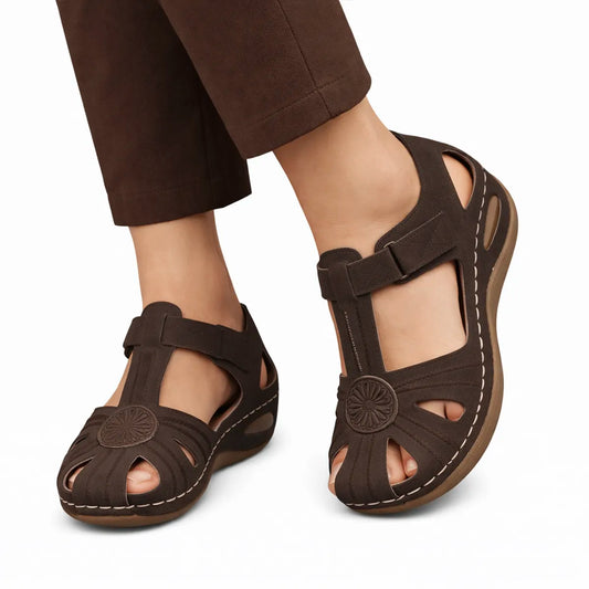 Sandales Orthopédiques Cuir pour femmes Semelles Orthopédiques PODOWAYS 36 Chocolate