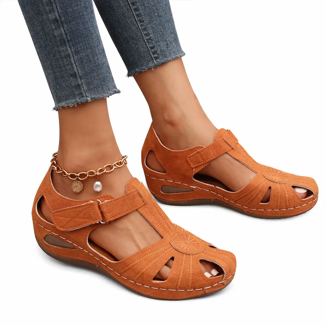 Sandales Orthopédiques Cuir pour femmes Semelles Orthopédiques PODOWAYS 36 Orange