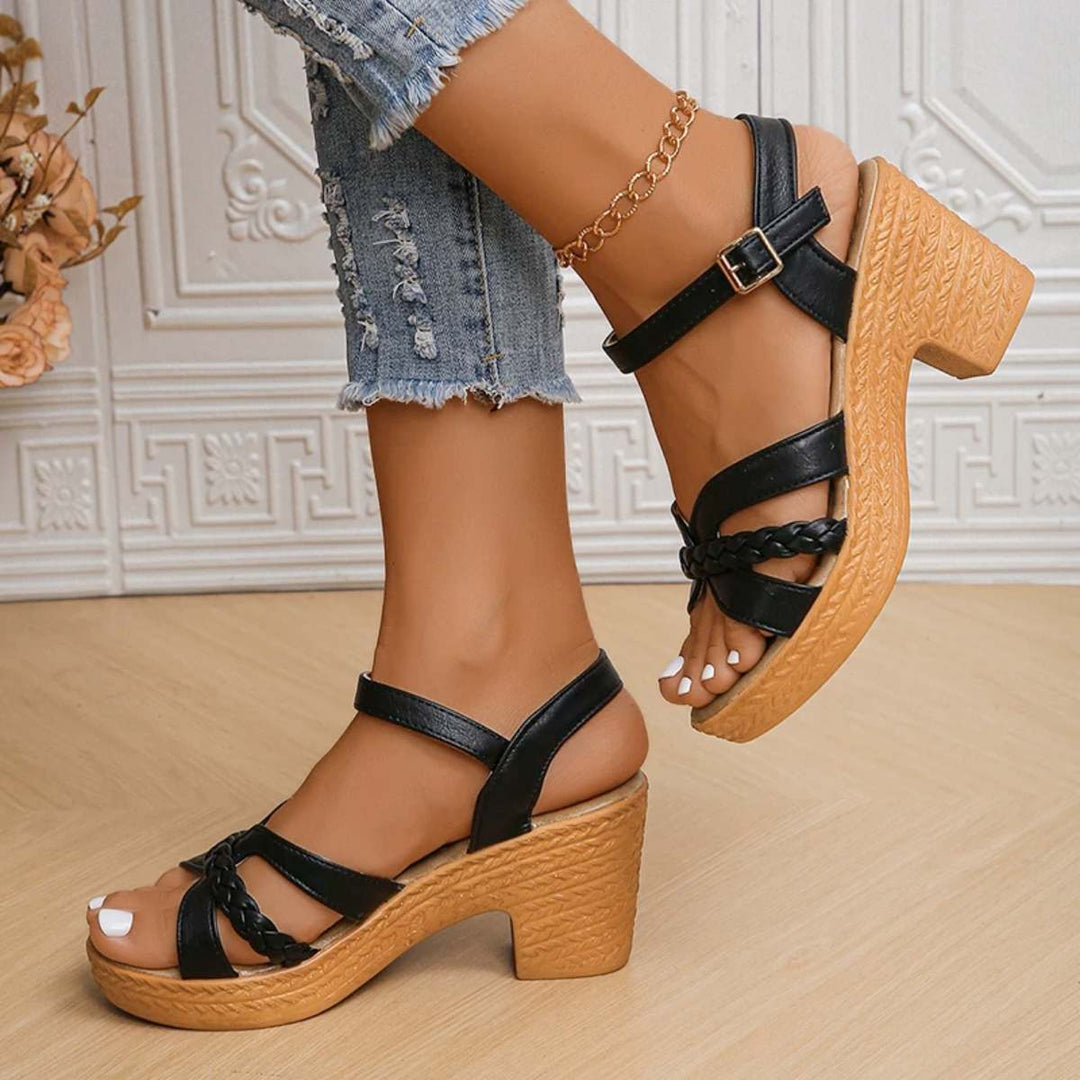 Sandales à talons hauts tressées pour femmes Podoways