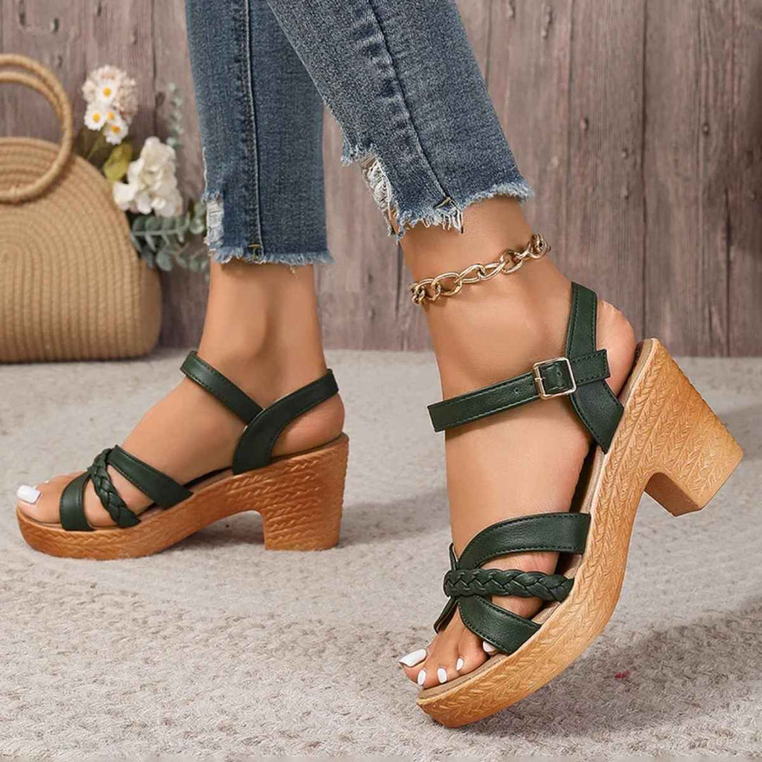Sandales à talons hauts tressées pour femmes Podoways