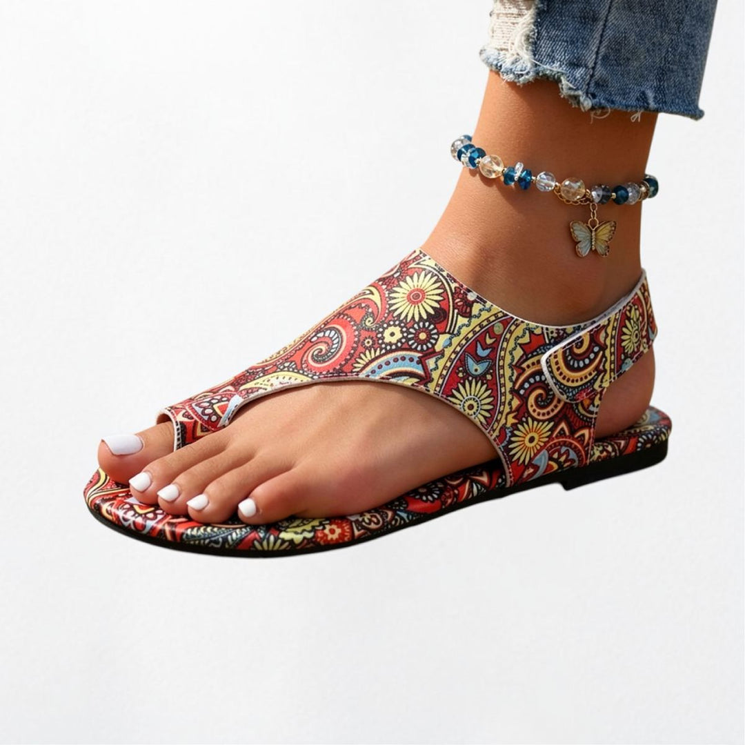 Sandales plates pour femmes imprimées Podoways 36 Red