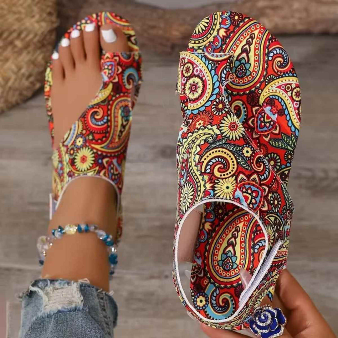 Sandales plates pour femmes imprimées Podoways