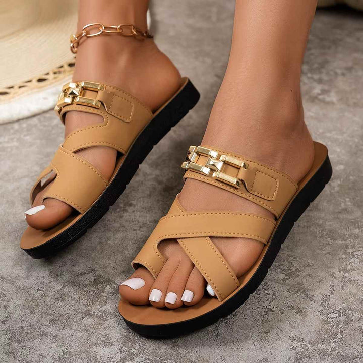 Sandales tendance pour femmes ornées dorée Podoways