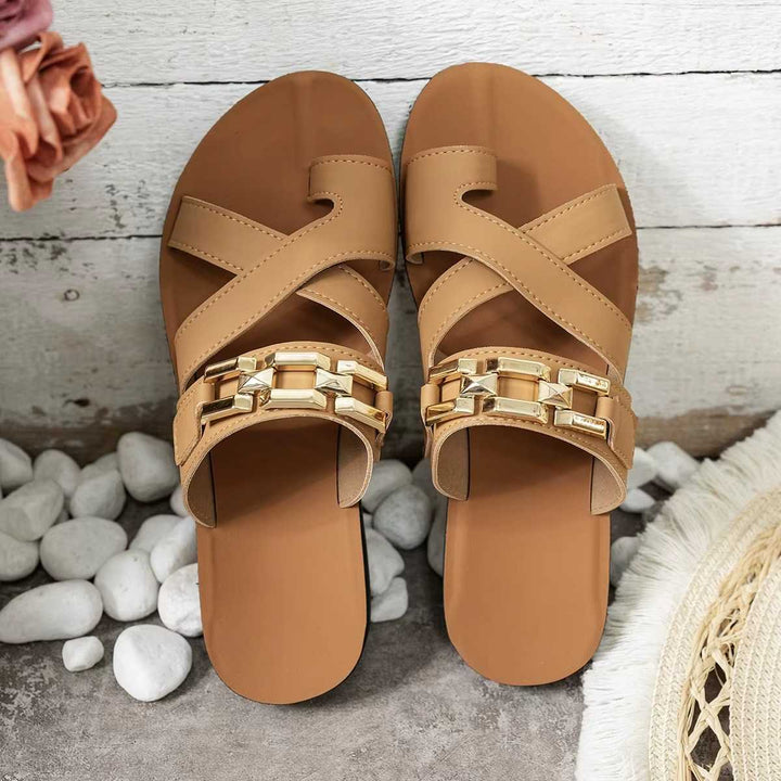 Sandales tendance pour femmes ornées dorée Podoways