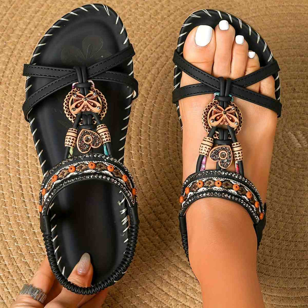 Tongs de plage style bohème Podoways 35 Black
