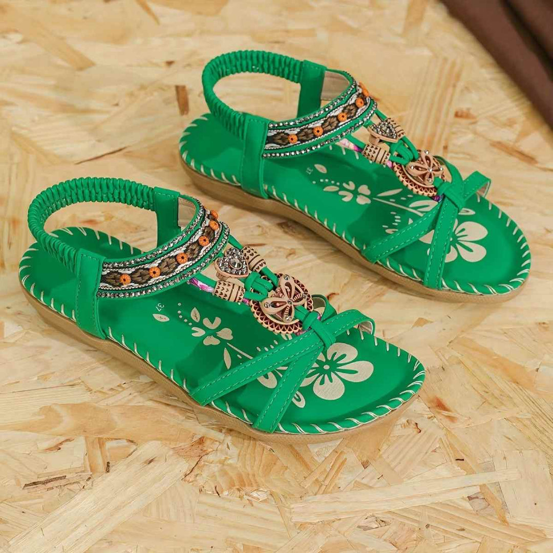 Tongs de plage style bohème Podoways 35 Green