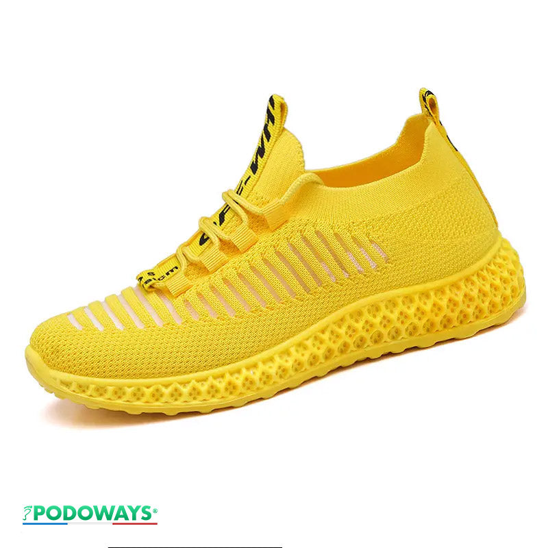 Basket orthopédique ergonomique femme colori jaune pour le soutien et confort du pied.