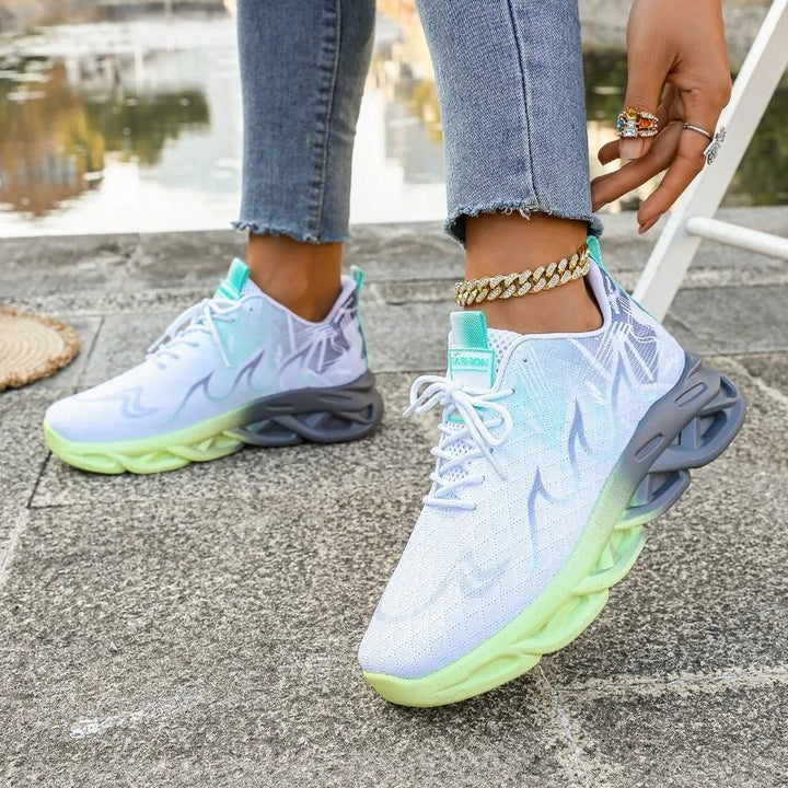 Baskets tendance de marche sportive femme Podoways 36 GreenYellow
