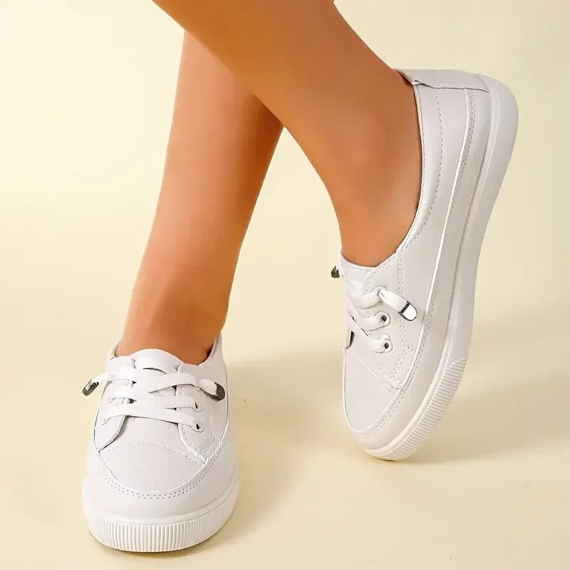 Baskets blanches sobres orthopédiques femme Podoways