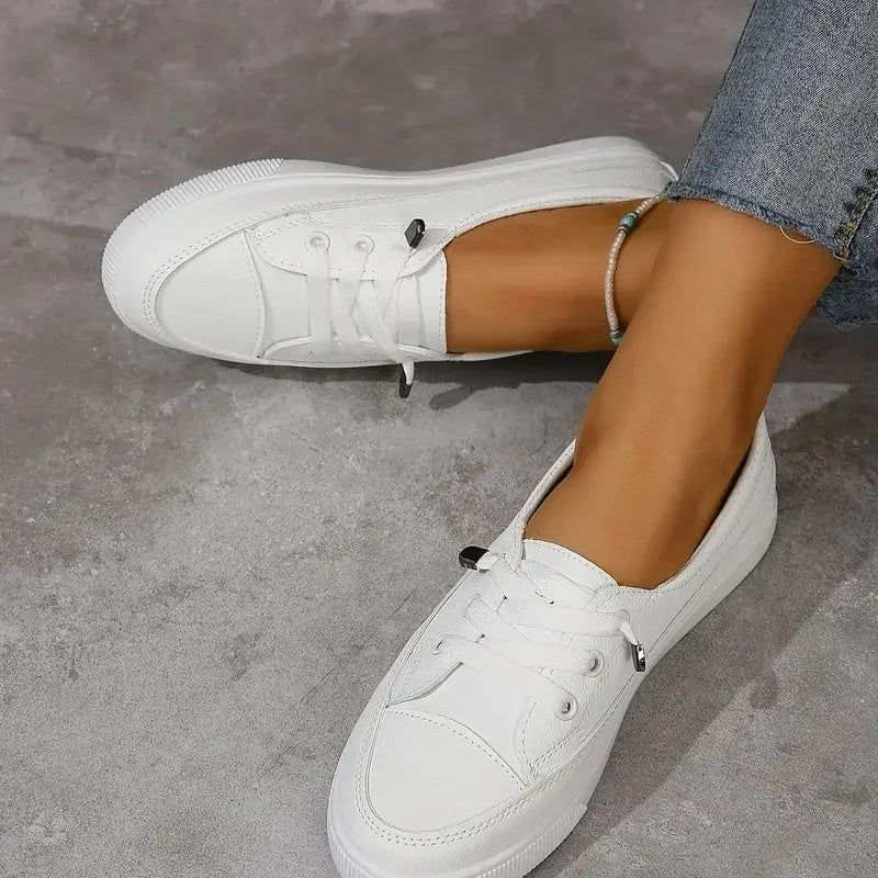 Baskets blanches sobres orthopédiques femme Podoways