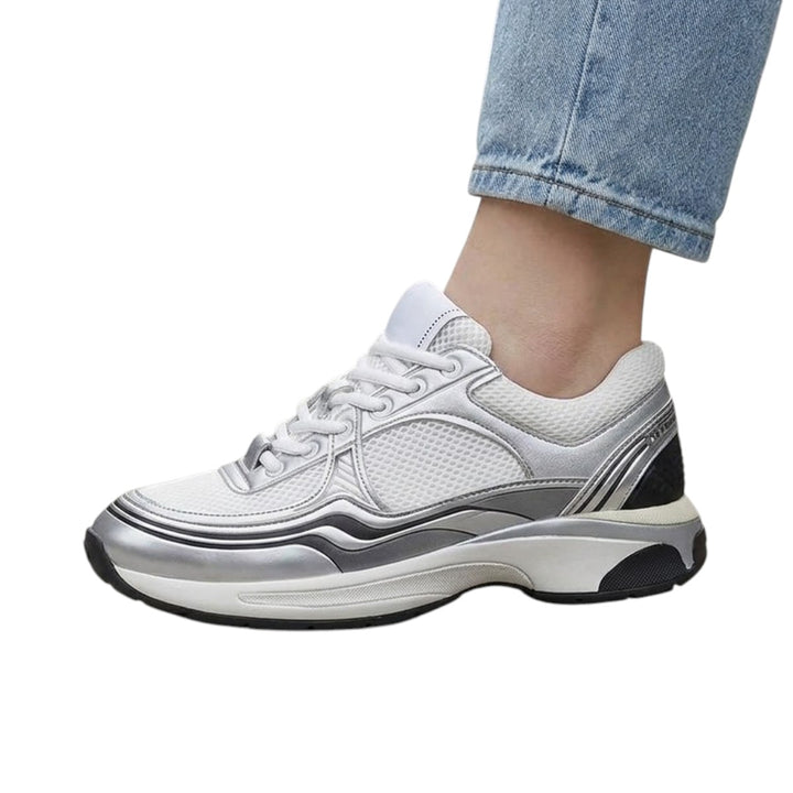 Baskets Confortables Femme – Amorti Renforcé et Semelle Épaisse Podoways 36 Silver
