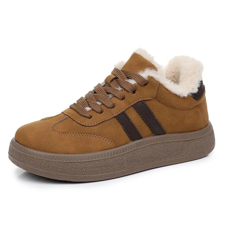 Baskets femme fourrées – style casual vintage Podoways 35 Chocolate