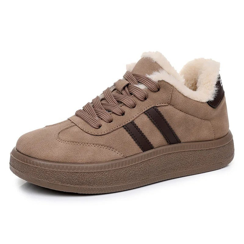Baskets femme fourrées – style casual vintage Podoways 35 Wheat