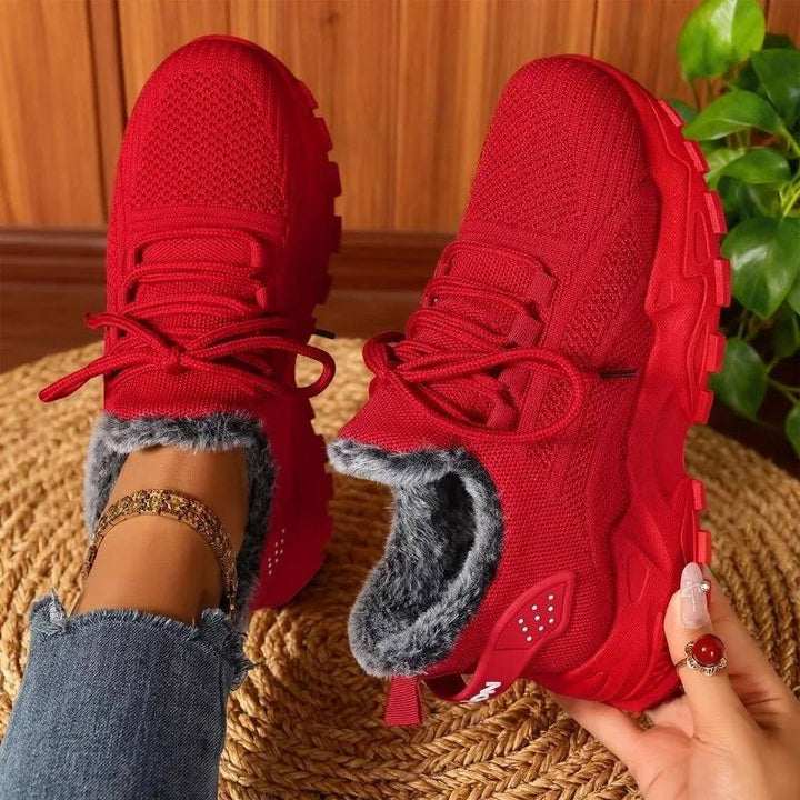 Baskets femme fourrées au look urbain et moderne Podoways 36 Red