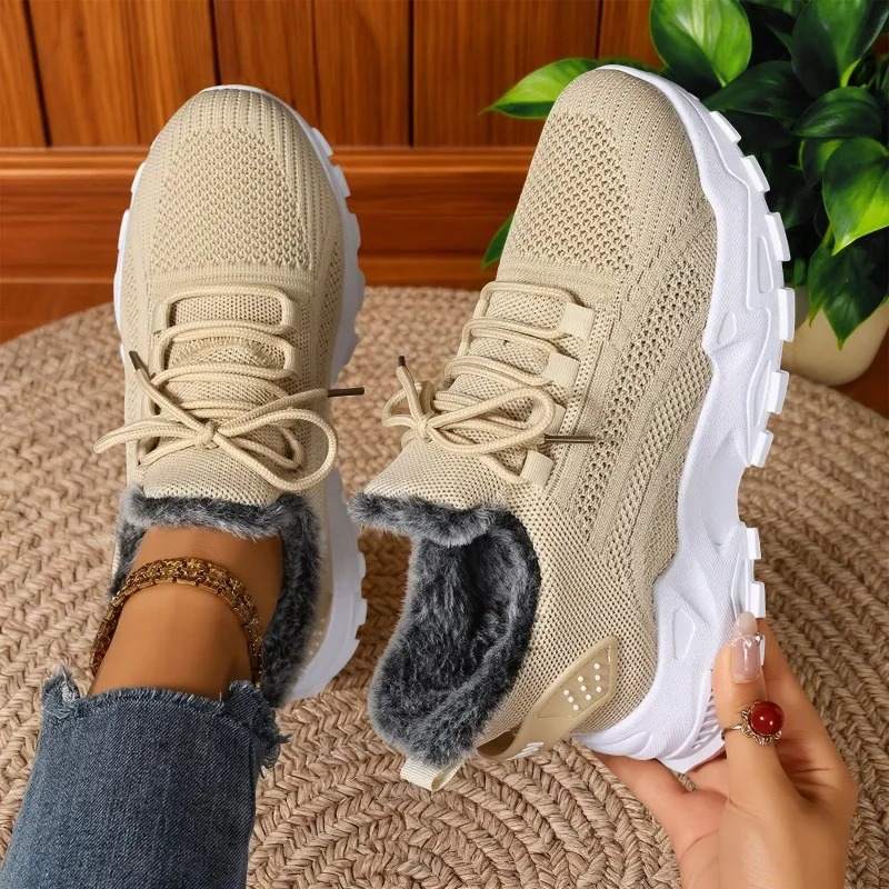 Baskets femme fourrées au look urbain et moderne Podoways 36 Wheat