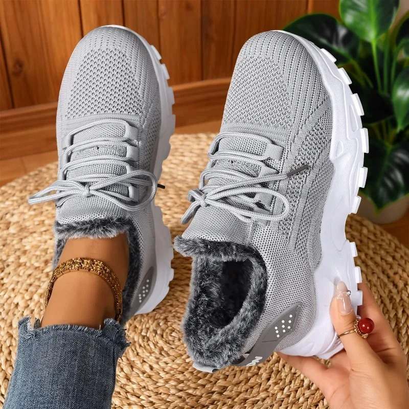Baskets femme fourrées au look urbain et moderne Podoways 36 Silver