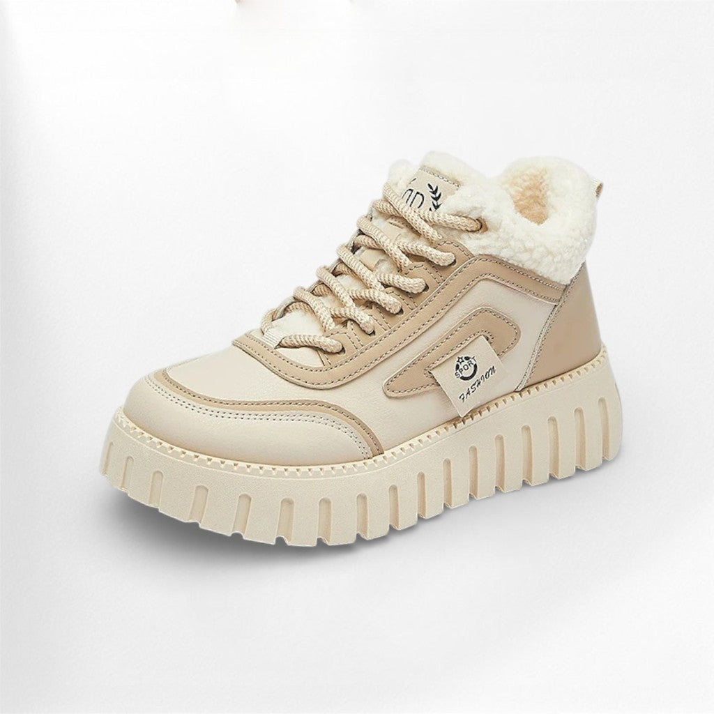 Baskets femme à plateforme fourrées – design hiver chic Podoways 36 Wheat