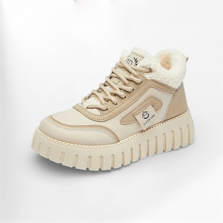 Baskets femme à plateforme fourrées – design hiver chic Podoways 36 Wheat