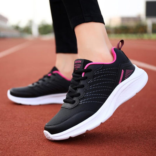 Baskets femme running rose et noir Podoways