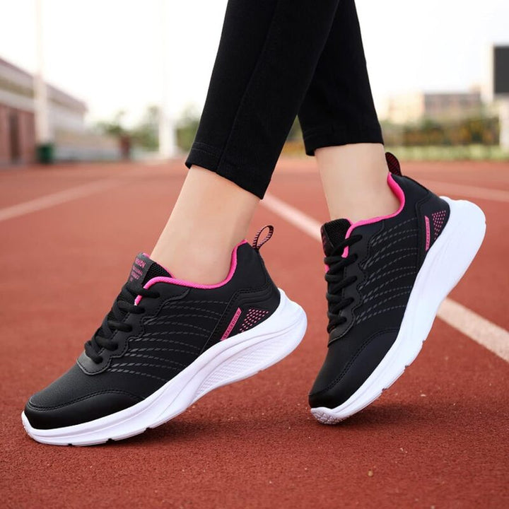 Baskets femme running rose et noir Podoways